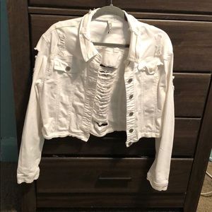 White Ripped Denim Jacket
